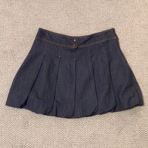 Denim Pleated Skater Skirt
